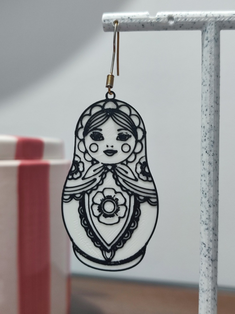 Black Elegance Matryoshka Earrings